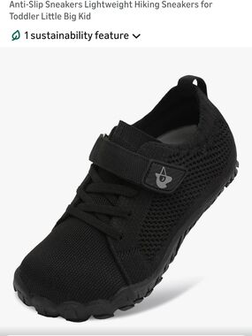 Black Kids' Lightweight Mesh Sneaker with Hook-and-Loop Strap